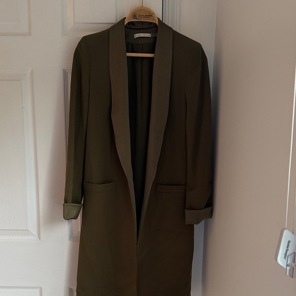 Alice + Olivia Dark Olive Long Blazer